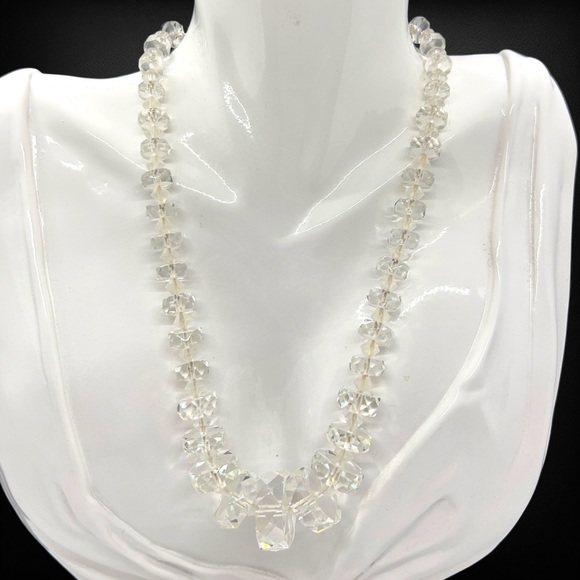 Vintage Graduated Faceted Disc Rock Crystal Quartz Necklace - Picture 1 of 11